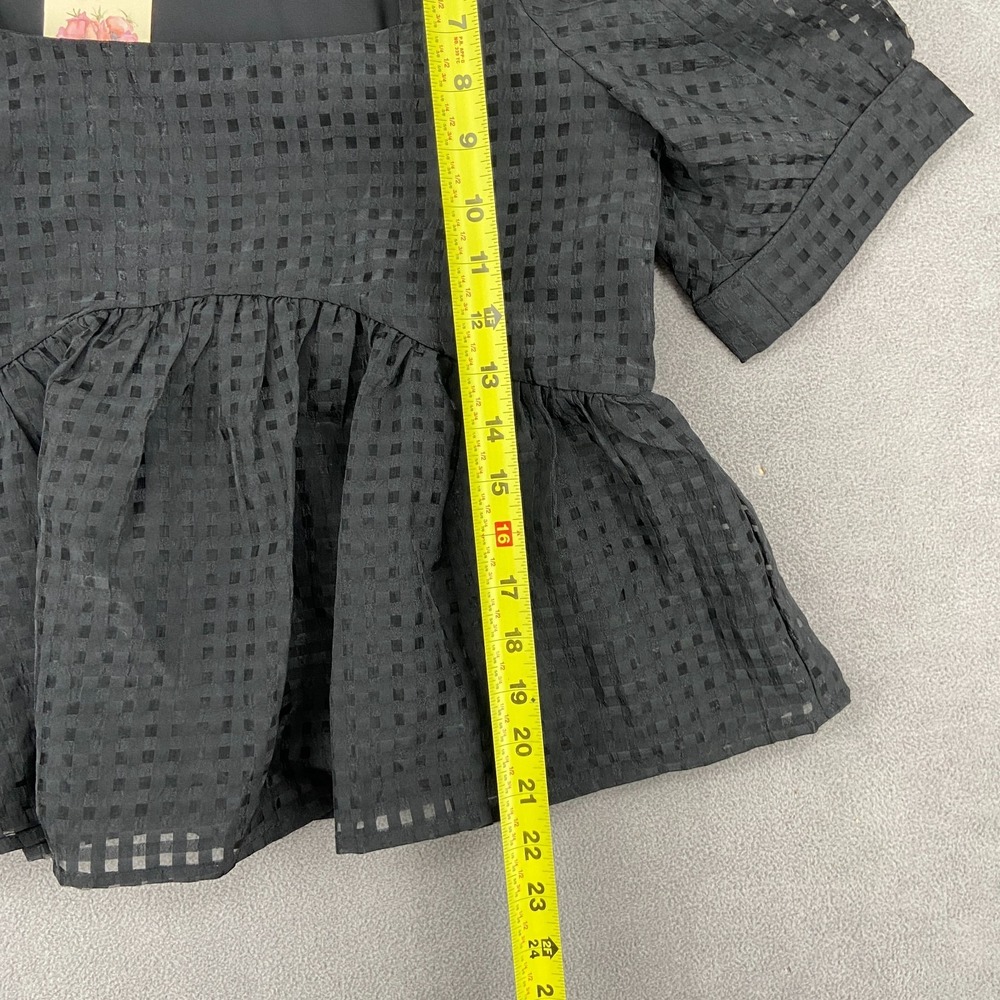 Entro Bell Lenny Blouse Top Womens Small Black Pleated Lined Casual Square Neck - Picture 3 of 8